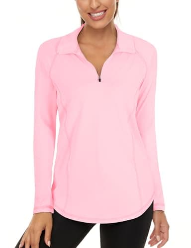 Image of Akiooue Long Sleeve Yoga Tops, Gym & Sports Tops for Women - Light Pink