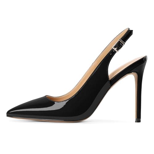 Image of EDEFS Women's Pointy Toe Pumps Slingback Court Shoes Party Dress Shoes Black EU36/UK5