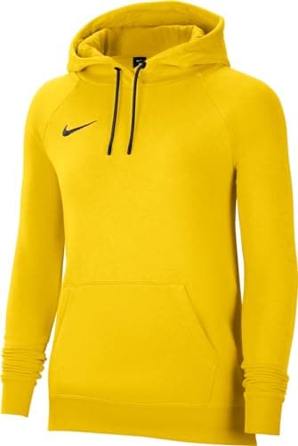Image of NIKE CW6957-719 W NK FLC PARK20 PO HOODIE Sweatshirt Women's TOUR YELLOW/BLACK/BLACK Size XS
