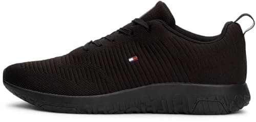 Image of Tommy Hilfiger Men’s Corporate Knit Rib Runner Trainers, Black (Black), 8