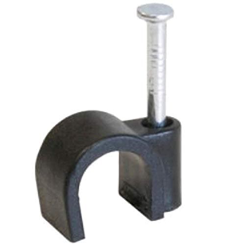 Image of RosenetSys 5mm BLACK Round Cable Clips (for network cable, cat5e) Outdoor Use - 100 PACK