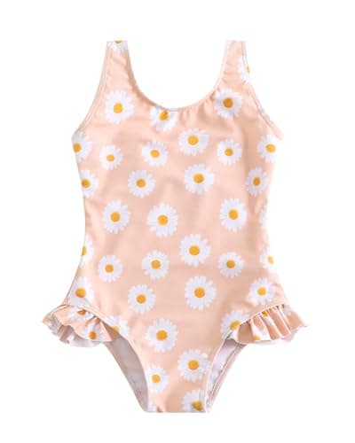 Image of DivingBirds Baby Girls Swimming Costume, Toddler Girls One-piece Swimsuit with Ruffle Detail Infant Swimwear Pink for 18-24 Months