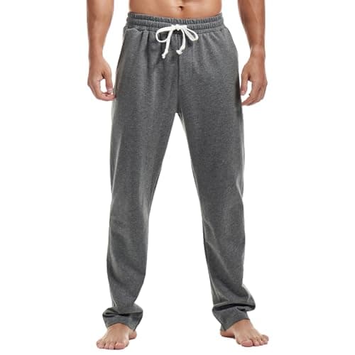 Image of Amy Coulee Mens Joggers Bottoms Cotton Running Gym Tracksuit Bottoms Casual Straight Leg Sweatpants (Dark Gray, L)