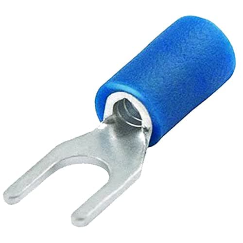 Image of Blue Insulated Crimp Fork Terminal Car Electrical Wire Cable Copper Connector Connector 1.1mm² - 2.5mm² / Conductor 21/0.30mm - 35/0.30mm (4.3mm)