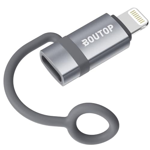 Image of BOUTOP [Apple MFi Certified 60W USB C to Lightning Adapter for Fast Charging, USB C Female to Lightning Male Adapter for iPhone 14 13 12 11 Pro Max, iPad Pro [ Light Grey ], Not for Audio/OTG