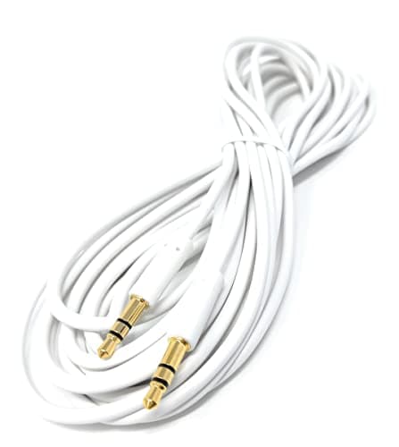 Image of DRUT 5m 3.5mm Stereo Audio Jack Plug to Plug, Male to Male AUX, Slim Flexible Lead Cable 16.5ft White