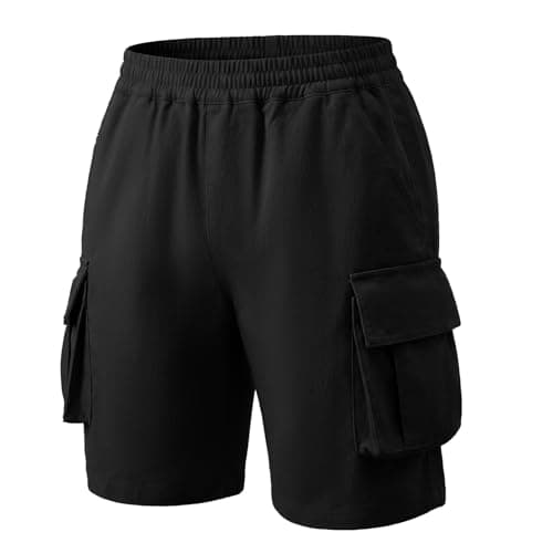 Image of Tokeya Boys Cargo Shorts with Elastic Waist and Multiple Pockets Kids Lightweight Breathable Comfortable Summer Sports Short Casual Baggy Athletic Cargo Shorts for Boy Age 7-8 Years, Black