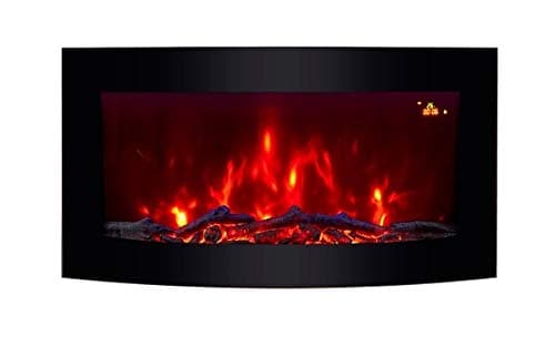 Image of 2026 TruFlame Wall Mounted Arched Glass Electric Fire with Log Effect and 7 colour side LEDs (89.2cm wide)