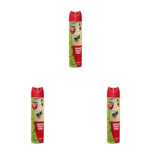 Image of Kybosh Insect Killer Spray - Fast Action Fly Killer - Kills Cockroaches, Fleas, Bed Bugs and Ants - Ready to Use - Indoor Use, 400ml, Red (Pack of 3)