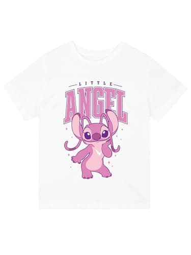 Image of Disney Lilo and Stitch T Shirt | Summer Stitch Clothes for Girls | Cotton Girls’ T-Shirts | Ages 5 to 12 Years | White 9-10 Years