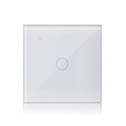 Image of KETOTEK WIFI Smart Light Switch Touch 1 Gang 1 Way Compatible with Alexa, Single Gang Light Switch White with Glass Panel, Tuya/Smart Life APP Control