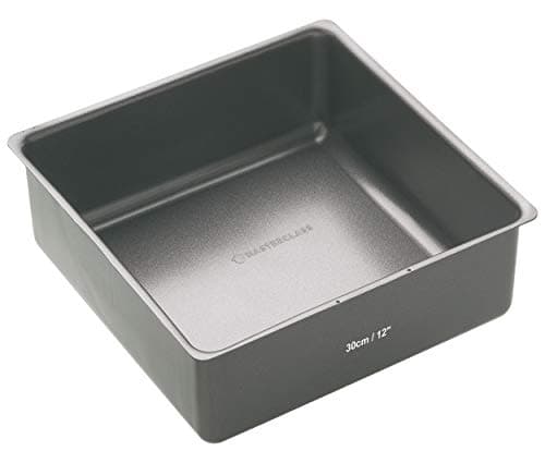 Image of MasterClass KCMCHB56 30 cm Deep Cake Tin with PFOA Non Stick and Loose Bottom, 1 mm Carbon Steel, 12 Inch Large Square Pan , Grey