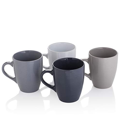 Image of Sabichi Grey Stoneware Mugs Set of 4 – Durable Tea & Coffe Mug Set for Everyday Use – Dishwasher & Microwave Safe, Chip-Resistant Stoneware Mug Set - Perfect for Home, Kitchen, and Office