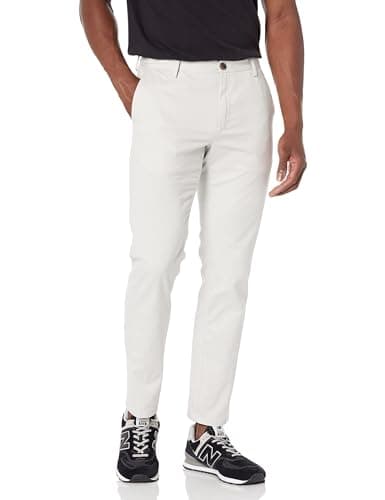 Image of Amazon Essentials Men's Slim Fit Wrinkle-Resistant Flat-Front Work Chino Trousers, Light Grey, 34W / 32L