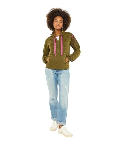 Image of Joe Browns Women's Zip Up Funnel Neck Sweater Sweatshirt, Green, 12