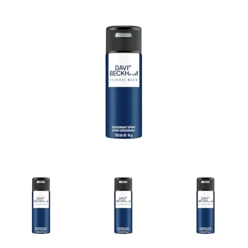 Image of DAVID BECKHAM Classic Blue Deodorant Anti-Perspirant Body Spray for Men, 150 ml (Pack of 4)