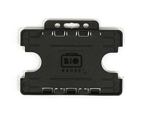 Image of Customcard Ltd Double-Sided ID Card Holder - Secure, Black Plastic for 2 Credit-Sized Cards (85mm x 54mm) - Durable, Lightweight for Work, School, Events- ID Card Holder for Lanyard (Black, Pack of 1)