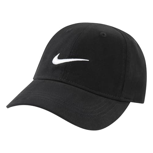 Image of Nike Unisex Kids Youth's Embroidered Swoosh Logo Cotton Baseball Cap, Black, 4-7 Years UK