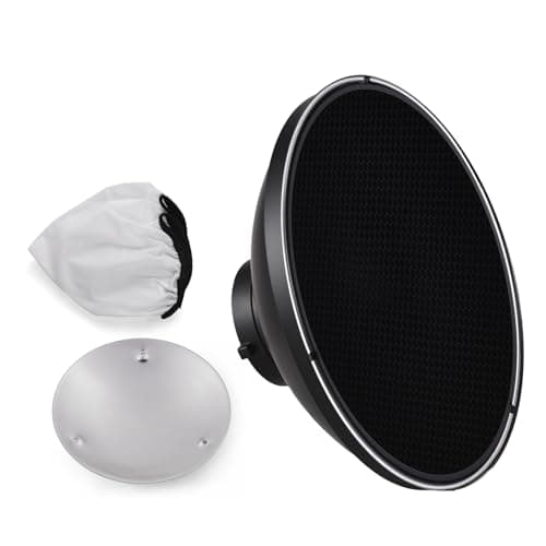 Image of Andoer 30cm/11.8in Standard Reflector Beauty Dish Bowens Mount with White Diffuser Reflector Honeycomb Grid for Studio Portrait Photography Strobe Flash Light