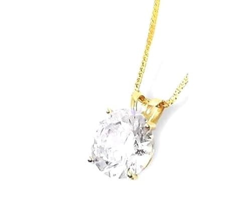 Image of SOLID 18kt Round Diamond Solitaire Pendant 18k Gold Diamond Pendant Necklace 1.5 carat Diamond Necklaces for women DIAMOND Jewelry HANDMADE Birthday gift for Mom Anniversary (Solid 18k Yellow Gold)