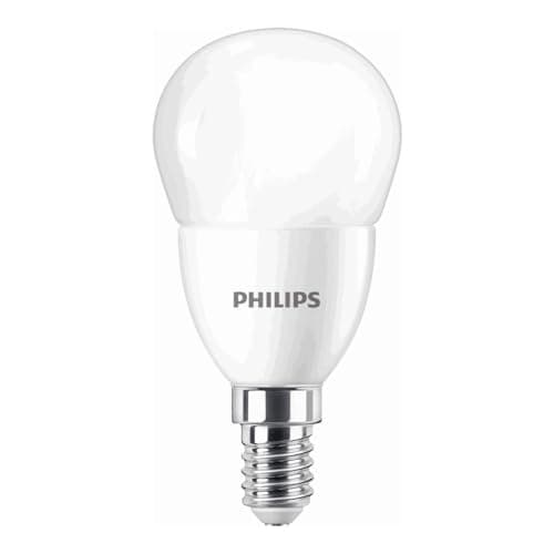 Image of Philips CorePro LED P48 7W (60W Equivalent) E14 SES Frosted Lustre Bulb, Warm White 2700K, Energy Saving LED Lamp, Small Edison Screw, Non-Dimmable, Long Life Replacement