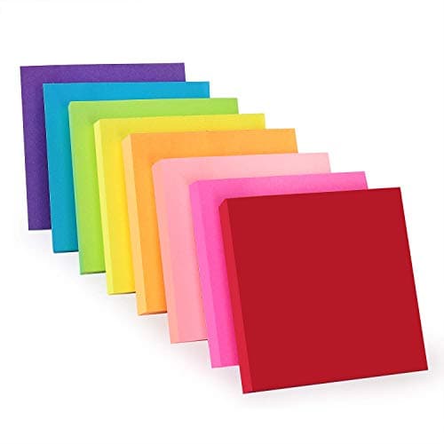 Image of ZCZN 8 Assorted Colour Sticky Notes, 76 x 76 mm,100 Sheets/Pad Self-Sticky Notes, 8 Pads