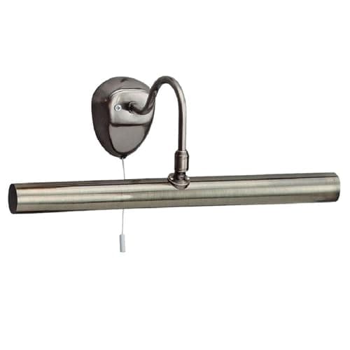 Image of Britalia Antique Brass Vintage Switched Swan Neck Picture & Mirror Light | Adjustable Head | 36cm Width | On Off Pull Cord Operated | 2 x E14 Lamp Bulbs Required | Art & Mirror Lighting