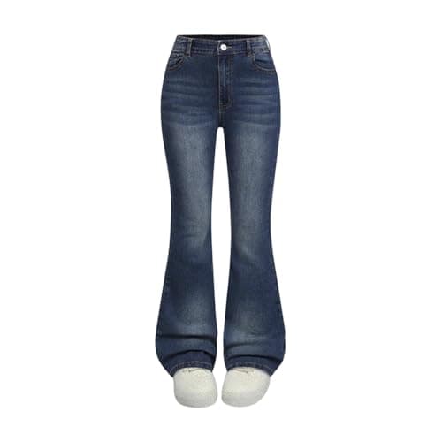 Image of BFYSFBAIG Flare Jean for Girls Teens High Stretch Skinny Mid-Rise Denim Trousers Pull On Wide Leg Bootcut Pants with Pockets for Casual Everyday Wear 13-14 Years Blue