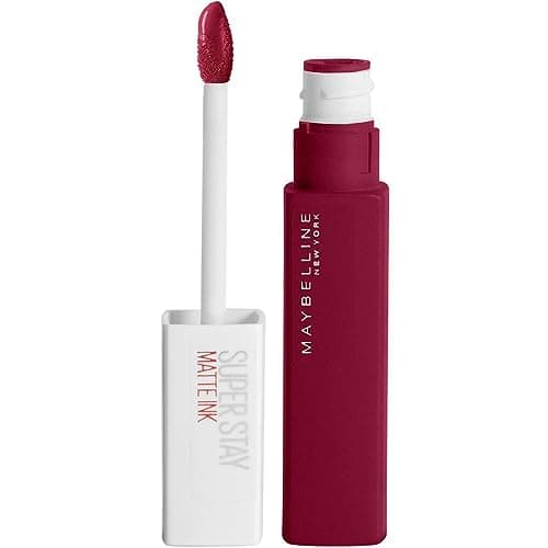 Image of Maybelline Lipstick, Superstay Velvety Matte Ink Liquid Lipstick, Up to 16H Non Transferable, Vibrant Longlasting Finish, Non Drying, Dark Red Liquid Lipstick 115 Founder