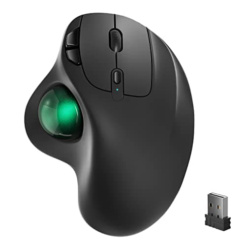 Image of Nulea M501 Wireless Trackball Mouse, Rechargeable Ergonomic, Easy Thumb Control, Precise & Smooth Tracking, 3 Device Connection (Bluetooth or USB Receiver), Compatible for PC, Laptop, Mac, Windows.