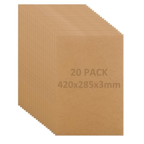 Image of AHAQU 20Pcs MDF Wood Boards 420x285x3mm Thick Wood DIY Craft Project Board, MDF Blank Sheets for Painting, Modelling, Engraving, Fretwork