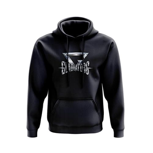 Image of SMARTYPANTS Gladiators Black Pullover Hoodie - TV Show 90s Sports Challenge Battle Wolf Hunter Warriors Fight Jet Kids Adults (Large, Black)