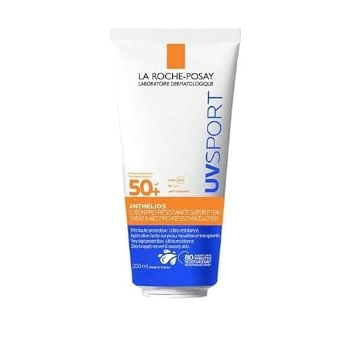 Image of La Roche Posay Anthelios UVSPORT Wet and Sweat Pro-Resistance Lotion SPF50+, High-Intensity Sport Sunscreen with Wetskin Technology, Vitamin E & Glycerin, Water Resistant, 200ml
