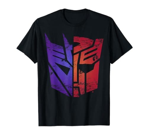 Image of Transformers Decepticon Autobot Distressed Split Logo T-Shirt
