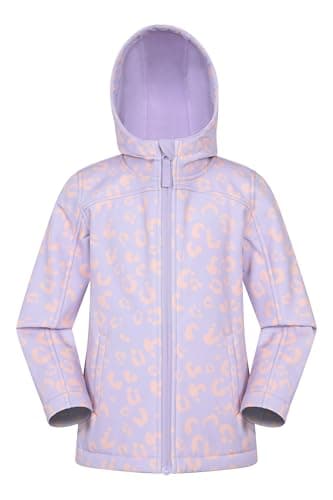 Image of Mountain Warehouse Exodus Kids Softshell Jacket - Breathable, Water Resistant, Fleece Lined, Wind Resistant Coat, Boys & Girls - For Spring Summer & Outdoors Light Purple (05) Kids Size 11-12 Years