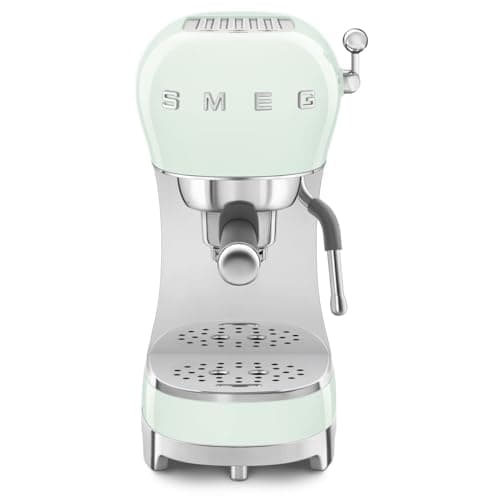 Image of Smeg ECF02PGUK Espresso Coffee Machine with 15 Bar Pump, 1350W, Pastel Green