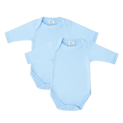 Image of Baban Baby Bodysuits & One-pieces, Long Sleeve Bodysuit Baby Vests, 100% Cotton Made in Britain, 2 Pack
