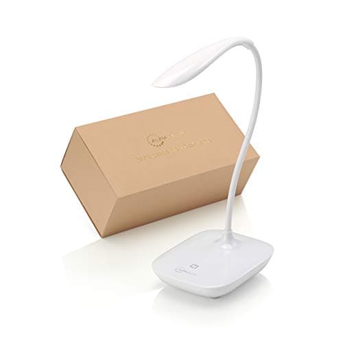 Image of Auraglow Wireless Rechargeable Flexible Adjustable Gooseneck LED Desk Lamp, Touch Control Dimmable Reading Light for Home, Office, Work and Study - White - 1 Pack
