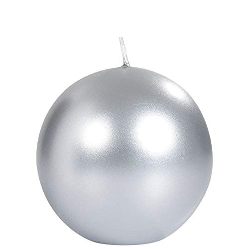 Image of Spaas Metallic Unscented Festive Ball Candle 80 mm, ± 25 Hours, Silver