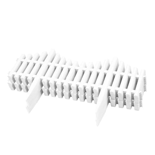 Image of KCT 2 Packs White Picket Fence Garden Border –Interlocking Flexible Lawn Plant Flowerbed Panels – 16 Pieces Total