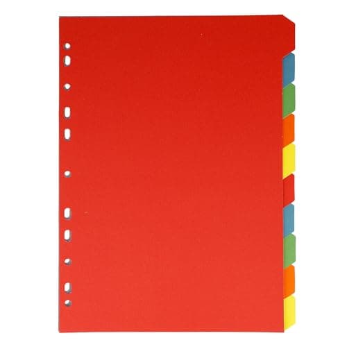 Image of Westcott tabs for A4 folders | dividers for A4 Binders | 10 Coloured tabs in 5 Colours as Folder Organiser | Sturdy 160g/m² with Euro Perforation | E-733312 00