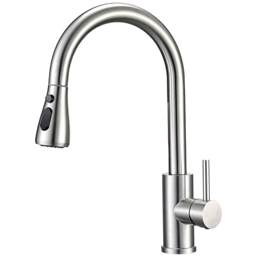 Image of Peppermint Kitchen Tap with Pull Out Spray, Swivel Kitchen Sink Mixer Tap Brushed Nickel with Pull Down Sprayer 3 Modes, Single Lever High Arch Stainless Steel Bar Faucet 1 Hole