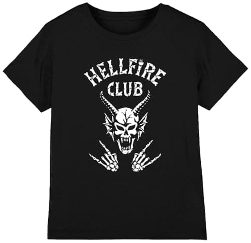 Image of Stranger Things Hellfire Club Bones Kids T Shirt, Black, 12-13 Years