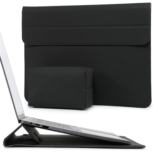Image of HYZUO 13 Inch Laptop Sleeve Case with Stand for 2026-2018 MacBook Air 13 M5 M4 M3 M2 M1, 2026 13" MacBook Neo, 2026-2016 MacBook Pro 13 M2 M1, iPad Pro/Air 13, Surface Pro 12-3, XPS 13, Black