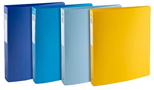 Image of Exacompta - Ref. 51140E - Set of 4 Bee Blue semi-rigid binders - 4 round rings 30 mm diameter - 40 mm spine - external dimensions 32 x 26.8 cm - A4 maxi file format - assorted colors