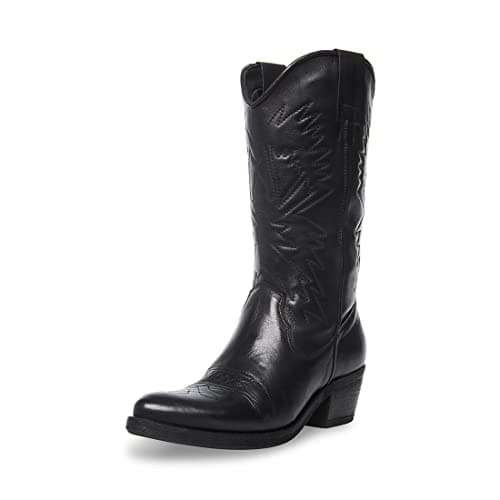 Image of Steve Madden Hayward Western Boot, Black Leather, 8 UK
