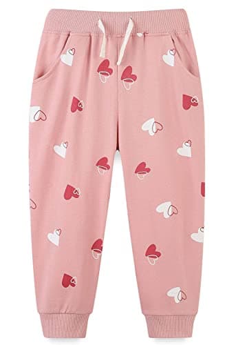 Image of TEDD Girls Trousers Cotton Rainbow Pattern Sweatpants School Jogging Tracksuit Harem Pants with Pockets for Kids Age 2-3 Years