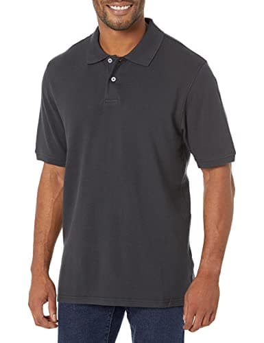 Image of Amazon Essentials Men's Regular-Fit Short-Sleeve Cotton Piqué Polo Shirt (Available in Big and Tall), Black, XL