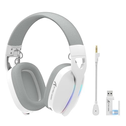 Image of ATTACK SHARK L90 Ultralight Wireless Gaming Headset, BT, 2.4G, 3.5mm Wired, RGB Foldable 7.2 Surround Sound Over-Ear Earmuffs with Detachable Noise Cancelling Mic - White