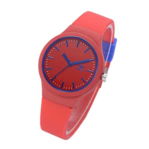 Image of Watches Strap Solid Women Ladies Casual Wristwatch Silicon Clock Pattern Fashion Women's Watch Swatches for Women (Red, One Size)